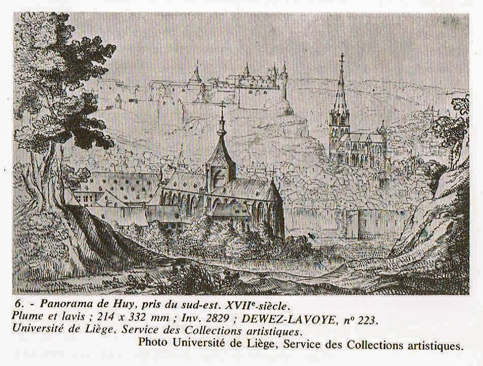 6.Pano de Huy vu du sud-est-au XVIIe siècle-Dewez-Lavoye-Dessin coll.ULG