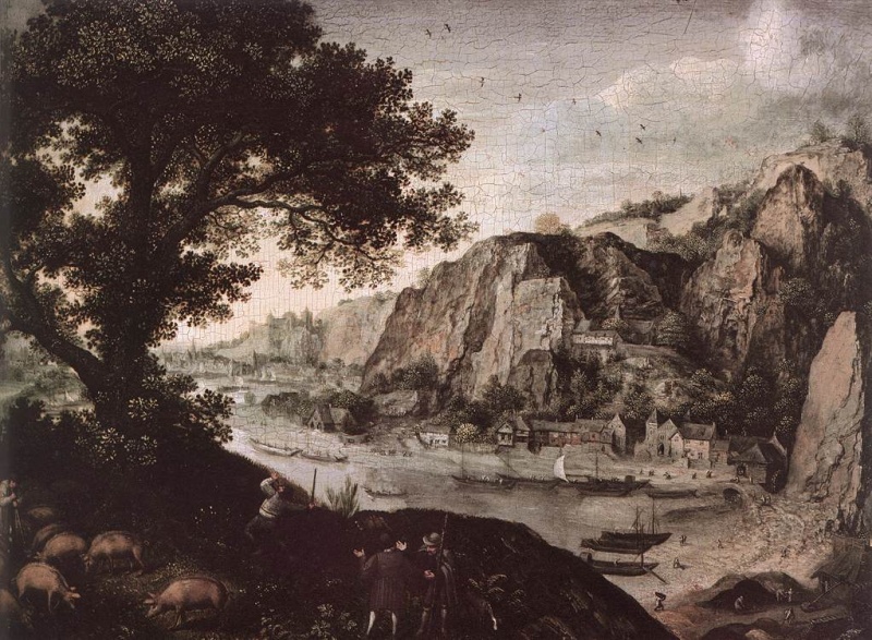Fichier:Lucas van Valkenborch - View of Huy from Ahin - 1567 .jpg