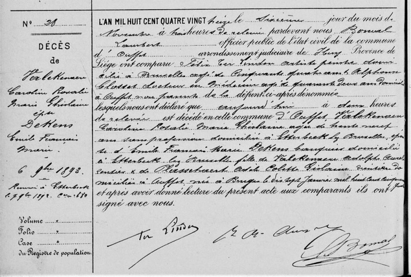 Fichier:Valckenaire Marie acte de †.jpg