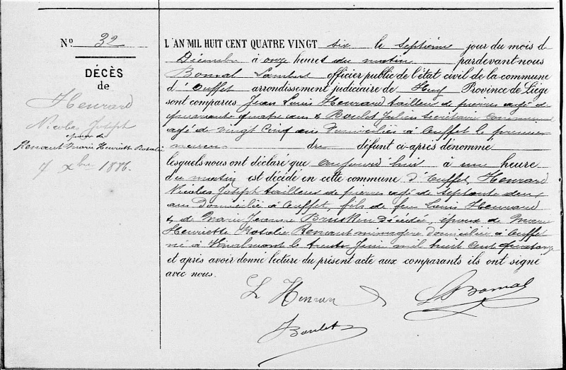 Fichier:Henrard Nicolas acte de décès.jpg